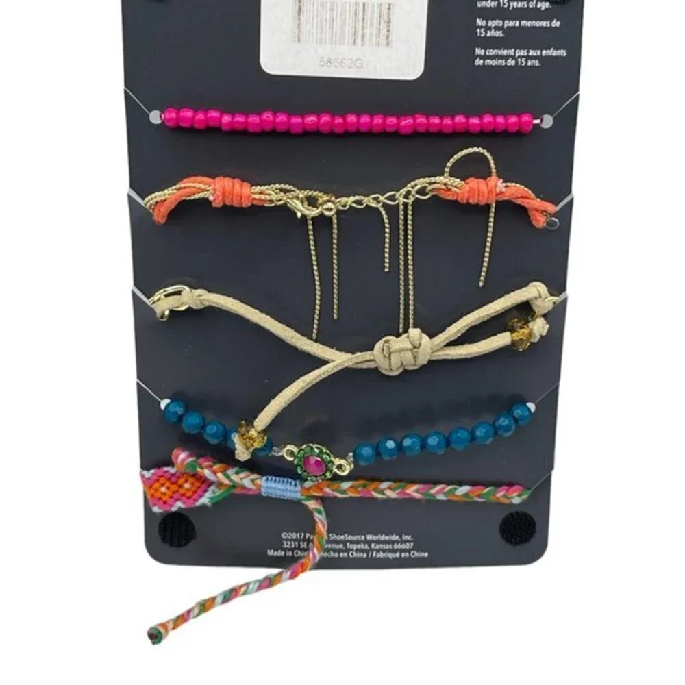 Minicci Boho Gold Tone Nylon Thread Beaded Chain Bracelets
